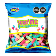 Jovy gomitas Crazy Gummy Worms NEON bolsa con 1 kilo