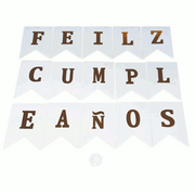 Banderín Feliz Cumpleaños Blanco