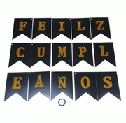 Banderín Feliz Cumpleaños Negro