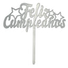 Cake Topper Feliz Cumpleaños Plata